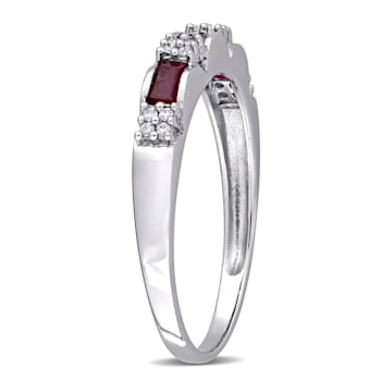 1/2 CT TGW Ruby and Diamond Accent Eternity Ring in 10K White Gold