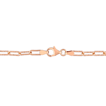 3.5MM Fancy Paper Clip Chain Necklace in Rose Plated Sterling Silver