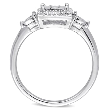 1/6 CT TW Diamond Halo Ring in Sterling Silver