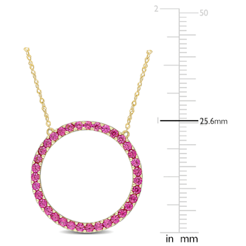 1 3/4 CT TGW Created Ruby Open Circle Pendant with Chain in 10K Yellow Gold