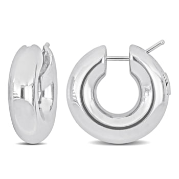 21mm Polished Hollow Hoop Earrings in 14k Gold