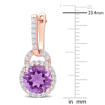 3/8 CT TGW White Topaz and Amethyst Earrings in Rose Plated Sterling Silver