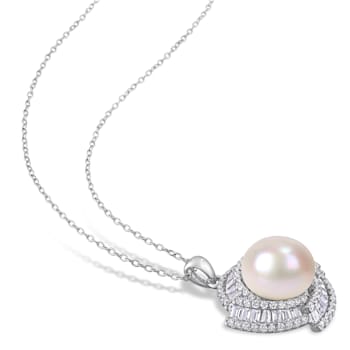 12-12.5MM Freshwater Cultured Pearl and 1 5/8 CT TGW Cubic Zirconia
Pendant in Sterling Silver