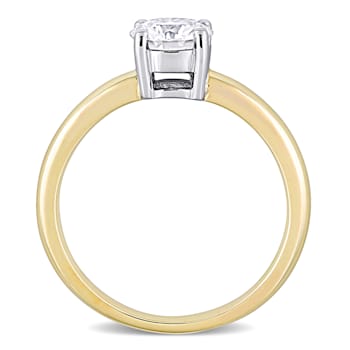 3/4 CT DEW Created Moissanite Solitaire Engagement Ring 14K Yellow Gold
