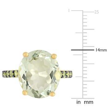 8 CTW Green Quartz and Peridot Cocktail Ring in Yellow Sterling Silver
with Black Rhodium