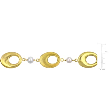 6-7 MM Freshwater Cultured Pearl Chain Necklace in 18K Yellow Gold Over
Sterling Silver