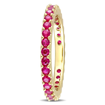 1 3/5 CT TGW Created Ruby Eternity Ring in 10K Yellow Gold