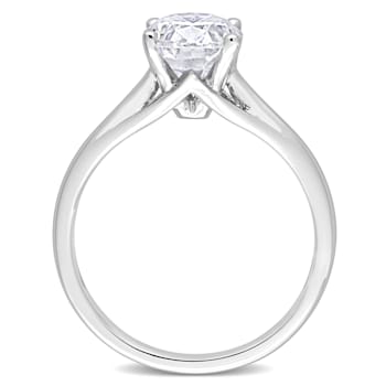 2 CT DEW Created Moissanite Solitaire Engagement Ring in 14K White Gold