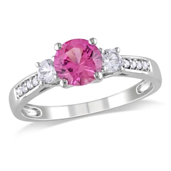 1 3/8 CT TGW Created Pink and White Sapphire with Diamond Accent
Engagement Ring in 10K White Gold