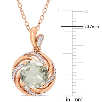1 7/8 CT TGW Multi-Gemstones and Diamond Accent Pendant with Chain in
Rose Plated Sterling Silver