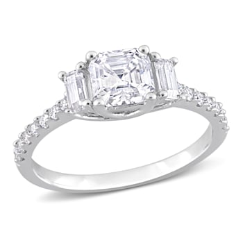 1 1/4 CT DEW Created Moissanite 3-Stone Ring in Sterling Silver