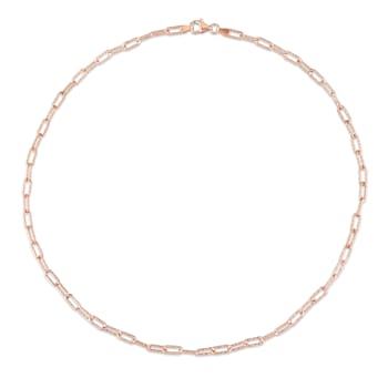 3.5MM Fancy Paper Clip Chain Necklace in Rose Plated Sterling Silver