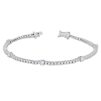 2 CT TGW Created Moissanite Station Bracelet in Sterling Silver