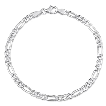 3.8MM Figaro Chain Bracelet in Sterling Silver