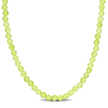 11 1/3ctw Peridot Beaded Necklace in Yellow Plated Sterling Silver