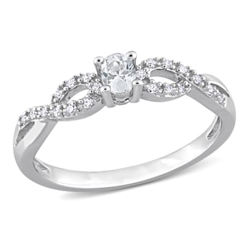 1/4 CT TGW Created White Sapphire and 1/10 CT TW Diamond Infinity
Engagement Ring in Sterling Silver