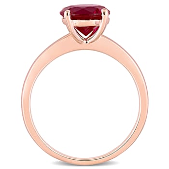2 3/8 CT TGW Created Ruby Solitaire Ring in 10K Rose Gold