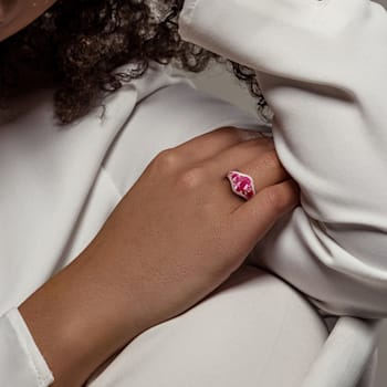 3 2/5 CT TGW Ruby and 1/3 CT TW Diamond Graduated Ring in 14K Rose Gold