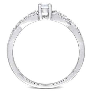 1/4 CT TGW Created White Sapphire and 1/10 CT TW Diamond Infinity
Engagement Ring in Sterling Silver