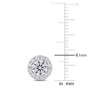 1 1/3 CT DEW Created Moissanite Round Halo Stud Earrings in Sterling Silver