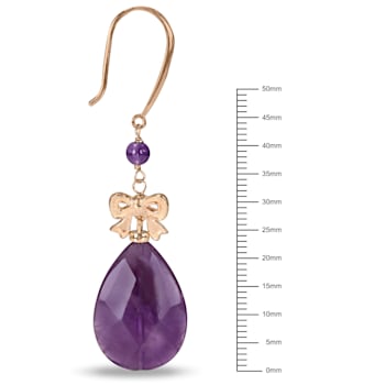 45 CT TGW Amethyst Bow Drop Earrings in Yellow Over Sterling Silver