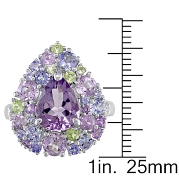 4 1/2 CT TGW Multi-Gemstones and Diamond Accent Cocktail Ring in
Sterling Silver