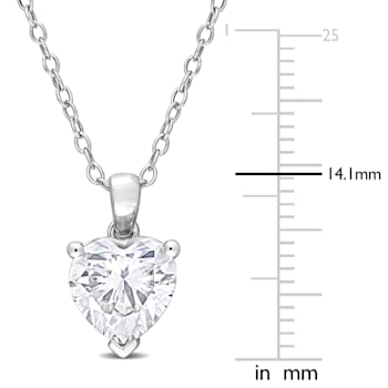 2 CT DEW Created Moissanite Solitaire Pendant with Chain in Sterling Silver