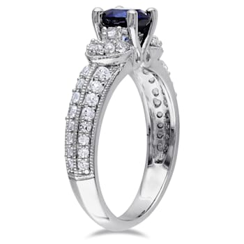 1 3/4 CT TGW Created Blue & White Sapphire Engagement Ring in
Sterling Silver