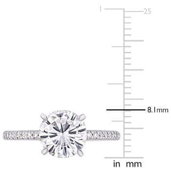 2 CT DEW Created Moissanite and 1/10 CT TW Diamond Engagement Ring in
14K White Gold