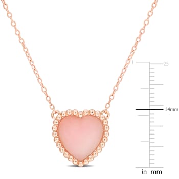 5 CT TGW Pink Opal Necklace with Beaded Halo in Rose Plated Sterling Silver
