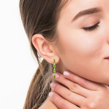 4 1/3 CT TGW Peridot and White Topaz Drop Earrings in Rose Plated
Sterling Silver