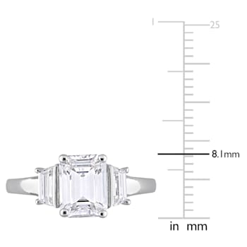 2 1/3 CT DEW Created Moissanite 3-Stone Engagement Ring in Sterling Silver