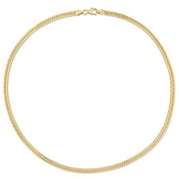 4MM Double Curb Link Chain Necklace in Yellow Plated Sterling Silver