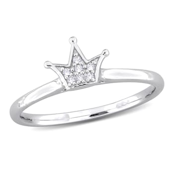 Created White Sapphire Accent Cluster Crown Ring in Sterling Silver