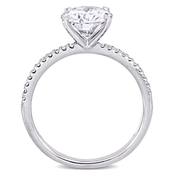 2 CT DEW Created Moissanite and 1/10 CT TW Diamond Engagement Ring in
14K White Gold