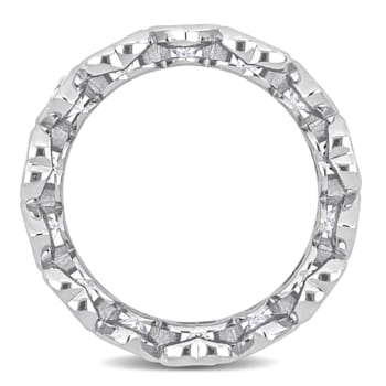 4 CT TGW Cubic Zirconia Heart Eternity Ring in Sterling Silver