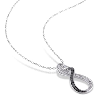 Diamond Infinity Pendant with Chain in Sterling Silver with Black Rhodium