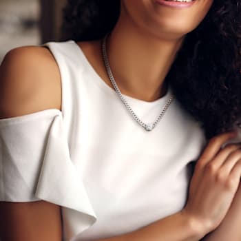 1 5/8 CT TGW Created White Sapphire Necklace in Sterling Silver