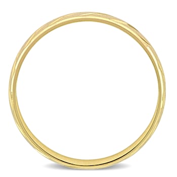 Ladies 6mm Striped Wedding Band in 10K Yellow Gold