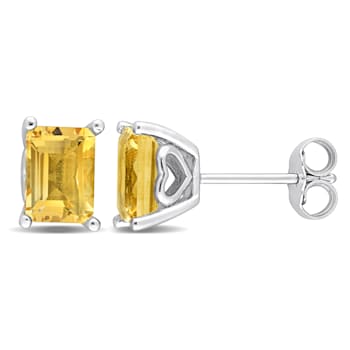 2 1/4 CT TGW Octagon Citrine Stud Earrings in Sterling Silver