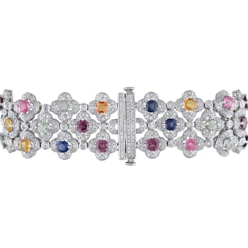 3 7/8 CT TW Diamond and 13 3/4 CTW Multi-Colored Sapphire and Rhodolite
Bracelet in 14K White Gold