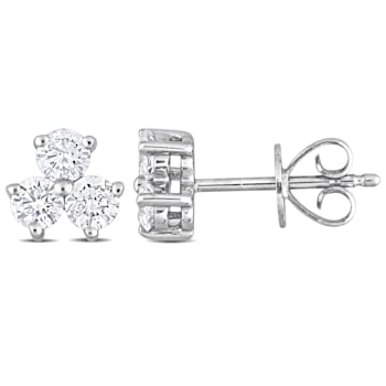 5/8 CT TW Diamond 3-Stone Stud Earrings in Platinum