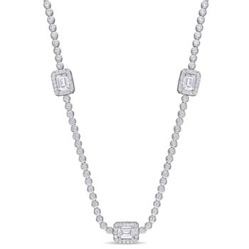 15 CT TGW Cubic Zirconia Station Necklace in Sterling Silver