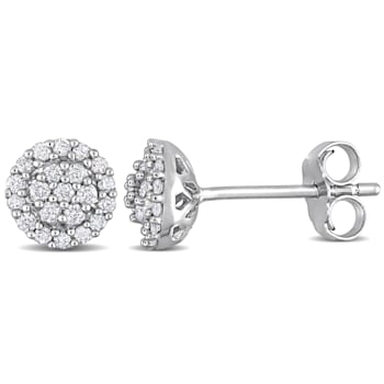 1/4 CT TW Diamond Halo Earrings in Sterling Silver