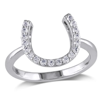 0.54 CTW White Topaz Horseshoe Ring in Sterling Silver