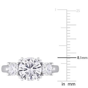 2-3/5 CT DEW Created Moissanite 3-Stone Engagement Ring in 10K White Gold