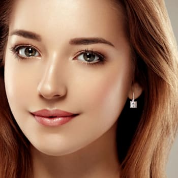 3 CT TGW Created Moissanite Drop Earrings in Sterling Silver