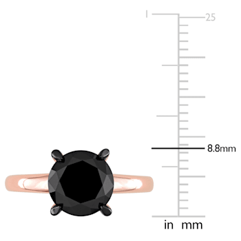 3 ct Black Diamond Solitaire Engagement Ring in 14K Rose Gold