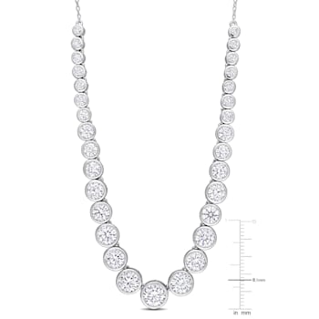 9 1/10 CT TGW Created Moissanite Graduated Necklace in Sterling Silver