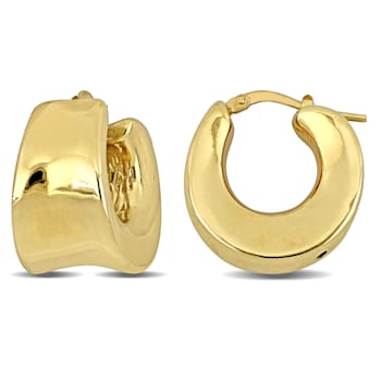 20MM Polished Huggie Earrings in 18K Yellow Gold Over Sterling Silver